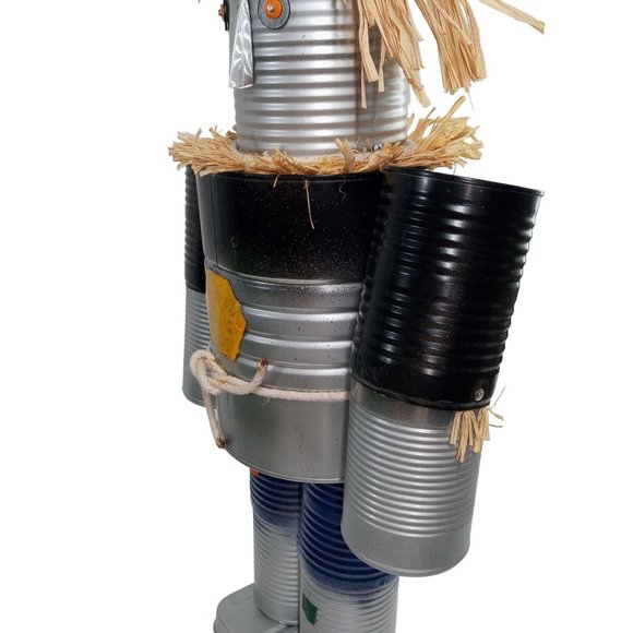 Folk Art Tin Man Scarecrow Sculpture Wizard Of Oz Recycled Robot Vintage 26 Inch - Picture 8 of 16